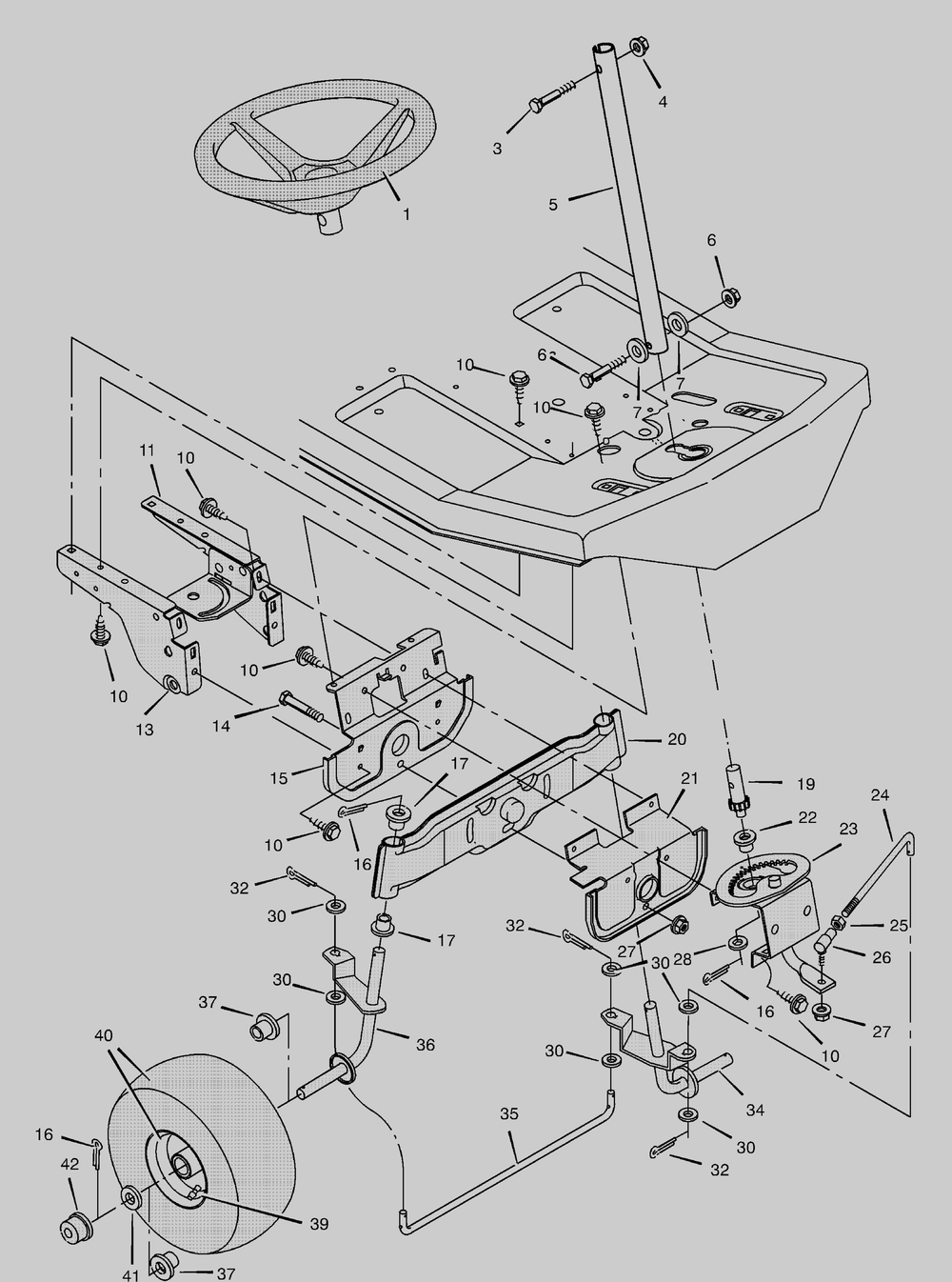 Steering Diagram and Parts List for 30540X67C  Briggs and Stratton Lawn Tractor